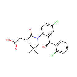 CC(C)(C)CN(C(=O)CCC(=O)O)c1ccc(Cl)cc1[C@H](O)c1ccccc1Cl ZINC000066077981