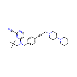 CC(C)(C)CN(Cc1ccc(C#CCN2CCC(N3CCCCC3)CC2)cc1)c1ccnc(C#N)n1 ZINC000029051940