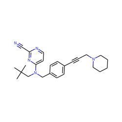 CC(C)(C)CN(Cc1ccc(C#CCN2CCCCC2)cc1)c1ccnc(C#N)n1 ZINC000029051945