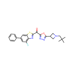 CC(C)(C)CN1CC(c2nnc(C(=O)c3nc4c(F)cc(-c5ccccc5)cc4s3)o2)C1 ZINC000147118041