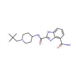 CC(C)(C)CN1CCC(NC(=O)c2nc3c(C(N)=O)cccc3[nH]2)CC1 ZINC001772582258