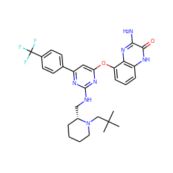 CC(C)(C)CN1CCCC[C@@H]1CNc1nc(Oc2cccc3[nH]c(=O)c(N)nc23)cc(-c2ccc(C(F)(F)F)cc2)n1 ZINC000042851057