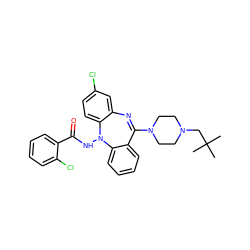 CC(C)(C)CN1CCN(C2=Nc3cc(Cl)ccc3N(NC(=O)c3ccccc3Cl)c3ccccc32)CC1 ZINC000036188205