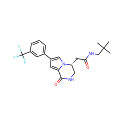 CC(C)(C)CNC(=O)C[C@@H]1CNC(=O)c2cc(-c3cccc(C(F)(F)F)c3)cn21 ZINC000169325474