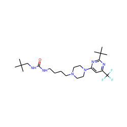 CC(C)(C)CNC(=O)NCCCCN1CCN(c2cc(C(F)(F)F)nc(C(C)(C)C)n2)CC1 ZINC000036089328