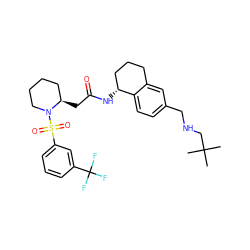 CC(C)(C)CNCc1ccc2c(c1)CCC[C@H]2NC(=O)C[C@@H]1CCCCN1S(=O)(=O)c1cccc(C(F)(F)F)c1 ZINC000028572139