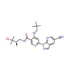 CC(C)(C)CNc1cc(-n2ncc3cc(C#N)cnc32)ncc1C(=O)NC[C@@H](F)C(C)(C)O ZINC001772618302