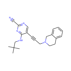 CC(C)(C)CNc1nc(C#N)ncc1C#CCN1CCc2ccccc2C1 ZINC000029051260