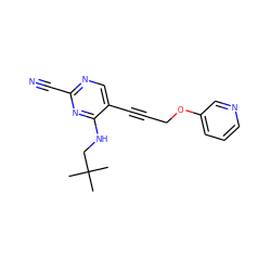 CC(C)(C)CNc1nc(C#N)ncc1C#CCOc1cccnc1 ZINC000029051167