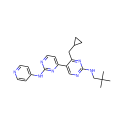 CC(C)(C)CNc1ncc(-c2ccnc(Nc3ccncc3)n2)c(CC2CC2)n1 ZINC000203697500