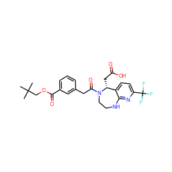 CC(C)(C)COC(=O)c1cccc(CC(=O)N2CCNc3nc(C(F)(F)F)ccc3[C@H]2CC(=O)O)c1 ZINC000299839002