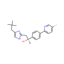 CC(C)(C)Cc1c[nH]c(C[C@](C)(O)c2ccc(-c3ccc(F)cn3)cc2)n1 ZINC000066074747