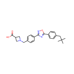 CC(C)(C)Cc1ccc(-c2nc(-c3ccc(CN4CC(C(=O)O)C4)cc3)no2)cc1 ZINC000013673888