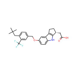 CC(C)(C)Cc1ccc(COc2ccc3[nH]c4c(c3c2)CC[C@@H]4CC(=O)O)cc1C(F)(F)F ZINC000117524296