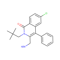 CC(C)(C)Cn1c(CN)c(-c2ccccc2)c2cc(Cl)ccc2c1=O ZINC000072106750