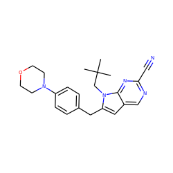 CC(C)(C)Cn1c(Cc2ccc(N3CCOCC3)cc2)cc2cnc(C#N)nc21 ZINC000028958214