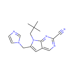 CC(C)(C)Cn1c(Cn2ccnc2)cc2cnc(C#N)nc21 ZINC000028958245