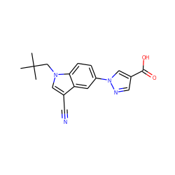 CC(C)(C)Cn1cc(C#N)c2cc(-n3cc(C(=O)O)cn3)ccc21 ZINC000116760926