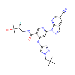 CC(C)(C)Cn1cc(Nc2cc(-n3ncc4cc(C#N)cnc43)ncc2C(=O)NC[C@@H](F)C(C)(C)O)cn1 ZINC001772576922