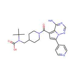 CC(C)(C)N(CC1CCN(C(=O)c2cc(-c3ccncc3)n3ncnc(N)c23)CC1)C(=O)O ZINC000169704064