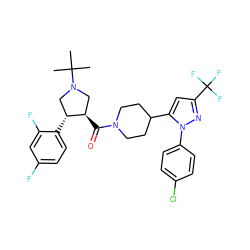 CC(C)(C)N1C[C@@H](C(=O)N2CCC(c3cc(C(F)(F)F)nn3-c3ccc(Cl)cc3)CC2)[C@H](c2ccc(F)cc2F)C1 ZINC000084603980