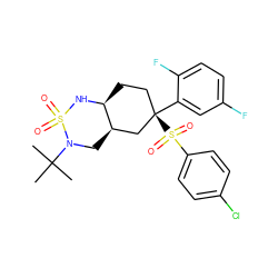 CC(C)(C)N1C[C@@H]2C[C@](c3cc(F)ccc3F)(S(=O)(=O)c3ccc(Cl)cc3)CC[C@@H]2NS1(=O)=O ZINC000036175570