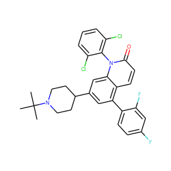 CC(C)(C)N1CCC(c2cc(-c3ccc(F)cc3F)c3ccc(=O)n(-c4c(Cl)cccc4Cl)c3c2)CC1 ZINC000028565377