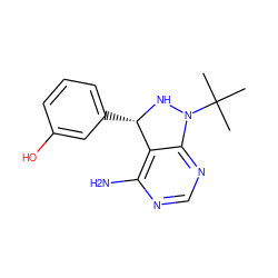 CC(C)(C)N1N[C@@H](c2cccc(O)c2)c2c(N)ncnc21 ZINC000045337966