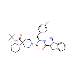 CC(C)(C)NC(=O)C1(C2CCCCC2)CCN(C(=O)[C@@H](Cc2ccc(Cl)cc2)NC(=O)[C@@H]2Cc3ccccc3[C@@H]2N)CC1 ZINC000003992284