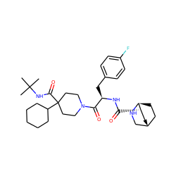 CC(C)(C)NC(=O)C1(C2CCCCC2)CCN(C(=O)[C@@H](Cc2ccc(F)cc2)NC(=O)[C@H]2C[C@@H]3CC[C@@H]2NC3)CC1 ZINC000101018906