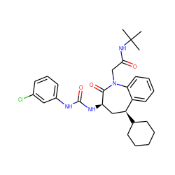 CC(C)(C)NC(=O)CN1C(=O)[C@H](NC(=O)Nc2cccc(Cl)c2)C[C@H](C2CCCCC2)c2ccccc21 ZINC000013739683