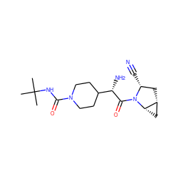 CC(C)(C)NC(=O)N1CCC([C@H](N)C(=O)N2[C@H](C#N)C[C@@H]3C[C@@H]32)CC1 ZINC000095587250