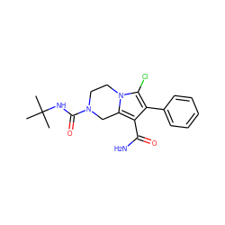 CC(C)(C)NC(=O)N1CCn2c(Cl)c(-c3ccccc3)c(C(N)=O)c2C1 ZINC000112974027