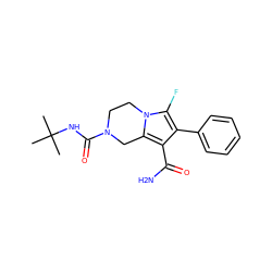 CC(C)(C)NC(=O)N1CCn2c(F)c(-c3ccccc3)c(C(N)=O)c2C1 ZINC000112973661