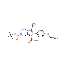 CC(C)(C)NC(=O)N1CCn2c(c(C(N)=O)c(-c3ccc(OCC#N)cc3)c2C2CC2)C1 ZINC001772621117