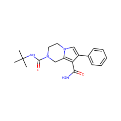 CC(C)(C)NC(=O)N1CCn2cc(-c3ccccc3)c(C(N)=O)c2C1 ZINC000112973877