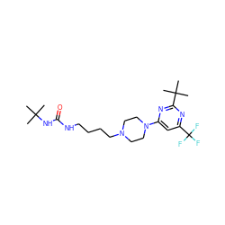 CC(C)(C)NC(=O)NCCCCN1CCN(c2cc(C(F)(F)F)nc(C(C)(C)C)n2)CC1 ZINC000036089325