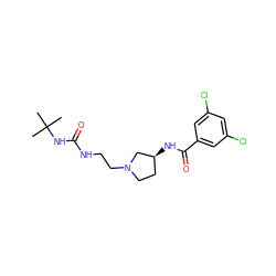 CC(C)(C)NC(=O)NCCN1CC[C@H](NC(=O)c2cc(Cl)cc(Cl)c2)C1 ZINC000095591061