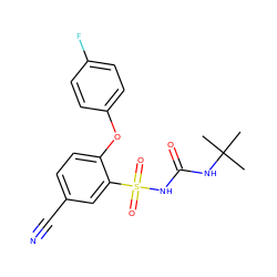 CC(C)(C)NC(=O)NS(=O)(=O)c1cc(C#N)ccc1Oc1ccc(F)cc1 ZINC000096272694