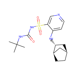 CC(C)(C)NC(=O)NS(=O)(=O)c1cnccc1N[C@@H]1C[C@H]2CC[C@@H]1C2 ZINC000071296526