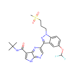 CC(C)(C)NC(=O)c1c[nH]c2ncc(-c3nn(CCCS(C)(=O)=O)c4ccc(OC(F)F)cc34)nc12 ZINC000095604717