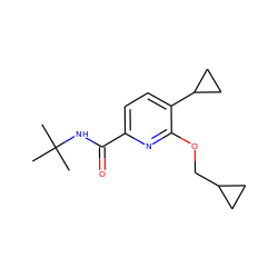 CC(C)(C)NC(=O)c1ccc(C2CC2)c(OCC2CC2)n1 ZINC000150164474