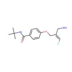 CC(C)(C)NC(=O)c1ccc(OC/C(=C\F)CN)cc1 ZINC000205686920