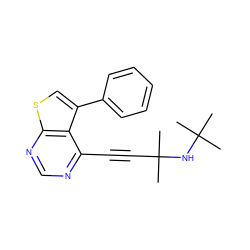 CC(C)(C)NC(C)(C)C#Cc1ncnc2scc(-c3ccccc3)c12 ZINC000223006654