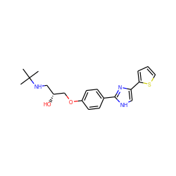 CC(C)(C)NC[C@@H](O)COc1ccc(-c2nc(-c3cccs3)c[nH]2)cc1 ZINC000028092449