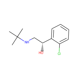 CC(C)(C)NC[C@@H](O)c1ccccc1Cl ZINC000000020236