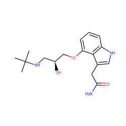 CC(C)(C)NC[C@H](O)COc1cccc2[nH]cc(CC(N)=O)c12 ZINC000001322222