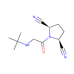 CC(C)(C)NCC(=O)N1[C@H](C#N)CC[C@@H]1C#N ZINC000013687395