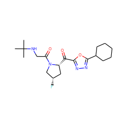 CC(C)(C)NCC(=O)N1C[C@@H](F)C[C@H]1C(=O)c1nnc(C2CCCCC2)o1 ZINC000028823408