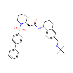 CC(C)(C)NCc1ccc2c(c1)CCC[C@H]2NC(=O)C[C@@H]1CCCCN1S(=O)(=O)c1ccc(-c2ccccc2)cc1 ZINC000036161410